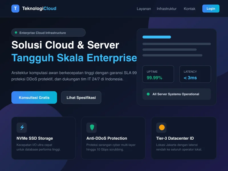 Website Teknologi Cloud buatan CorpShow